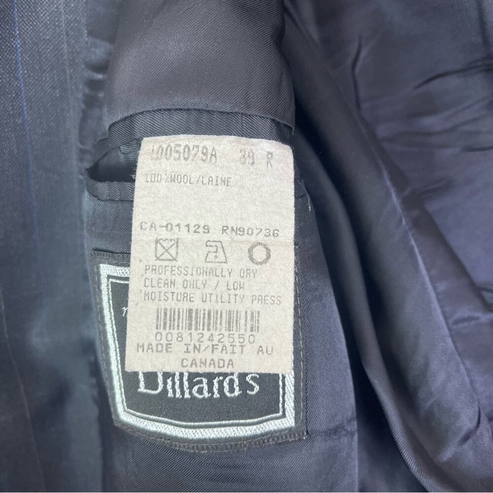 Ralph Lauren Sport Coat Mens 39R 100% Wool Charcoal and Blue Striped - Picture 7 of 13